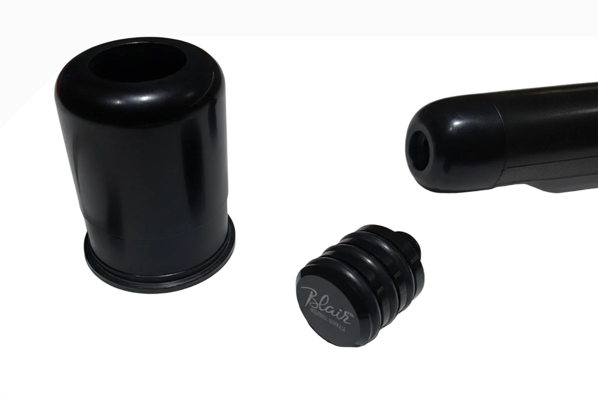 Black rubber bushings with 'Blair' branding on a white background